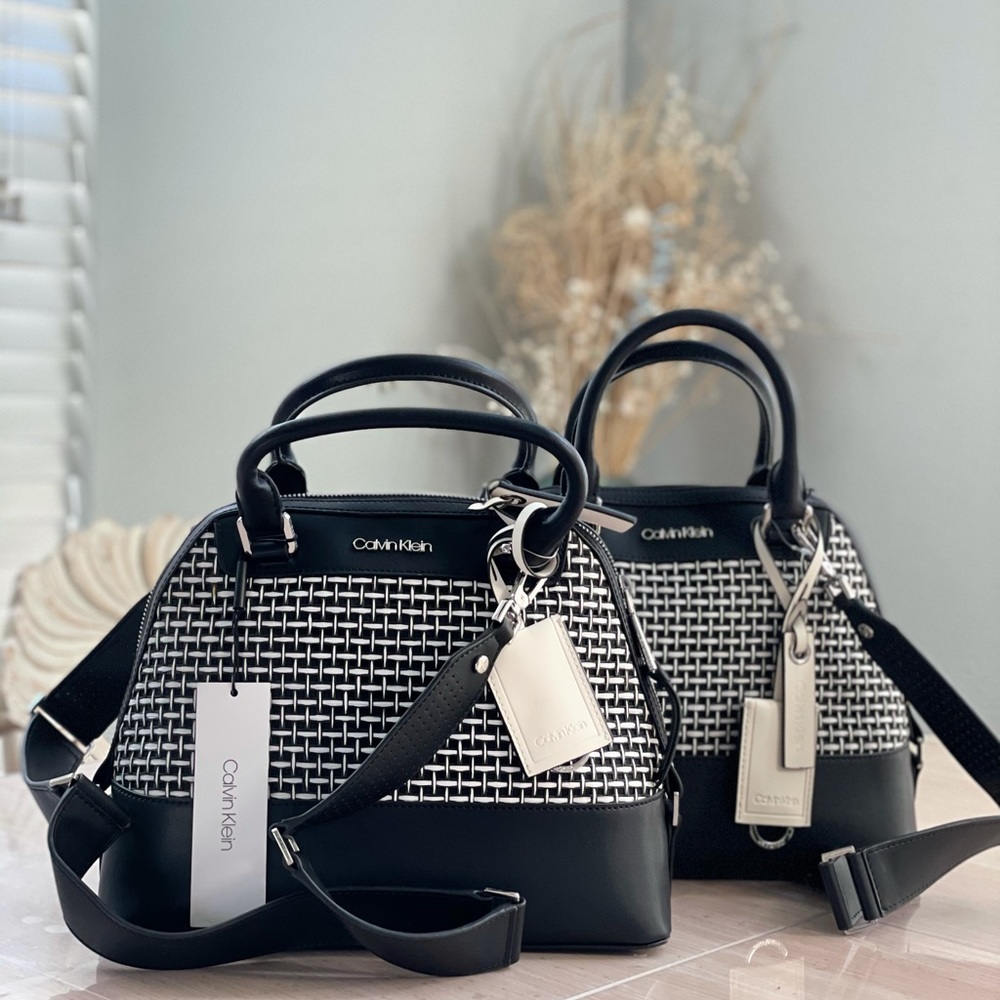 Calvin Klein Clara Stucco Leather Key Dome Satchel